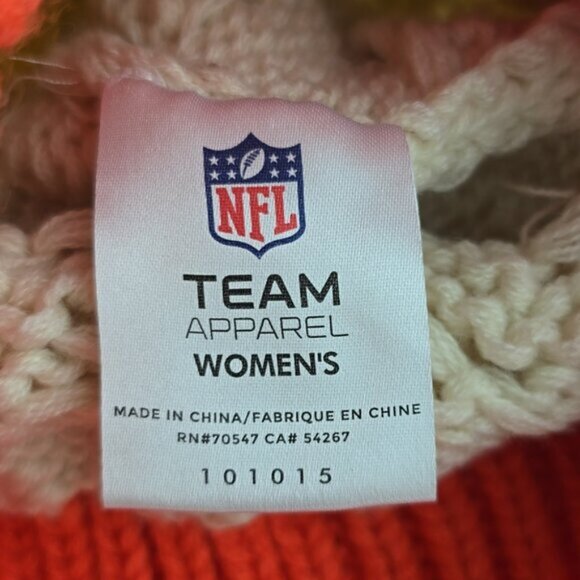 NFL Denver Broncos Logo Women's New Era Matterhorn Cream Orange Cable Knit Hat - Picture 10 of 12